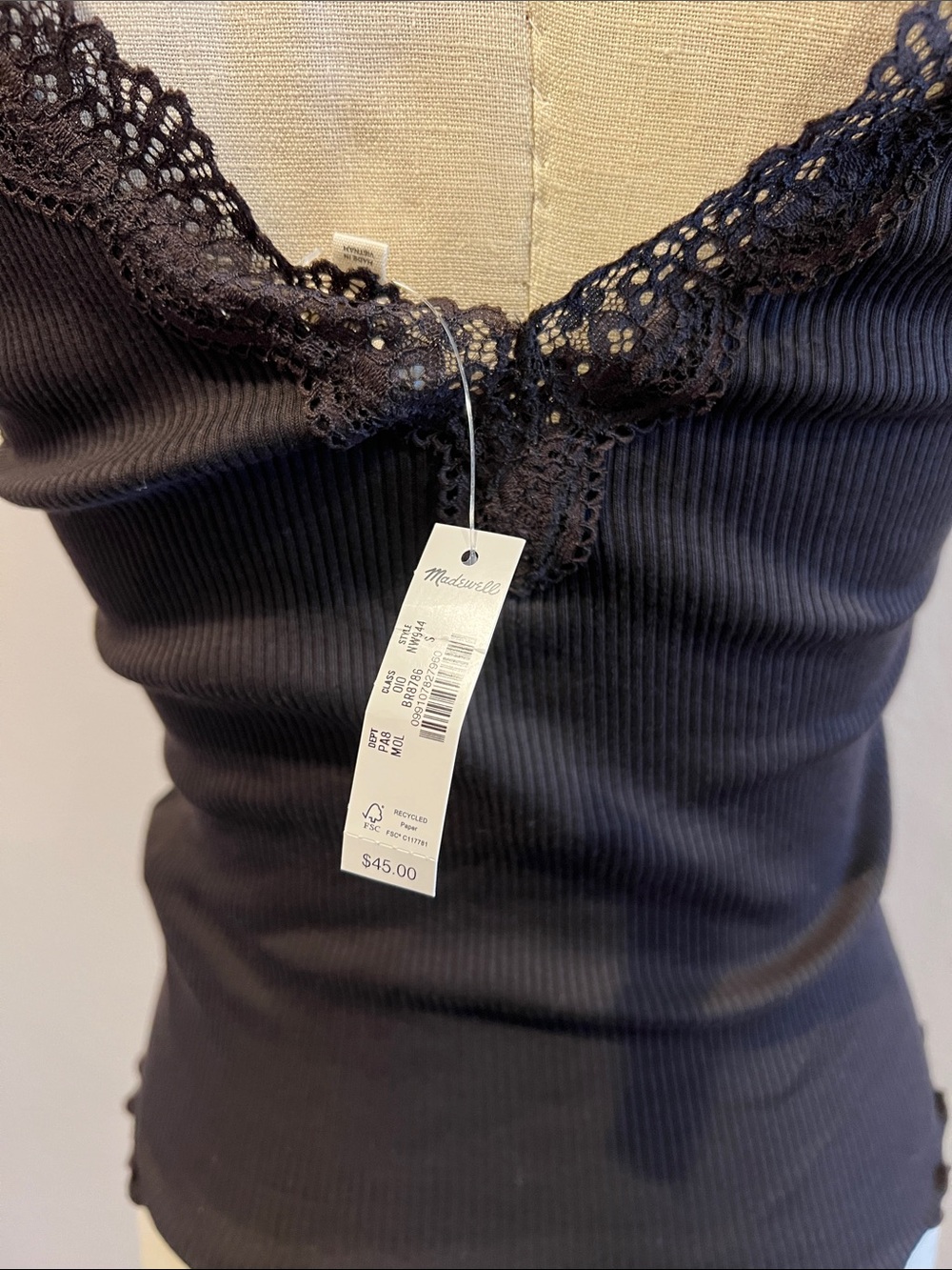 Lace-Trim Ribbed V-Neck Tank - Picture 5 of 5